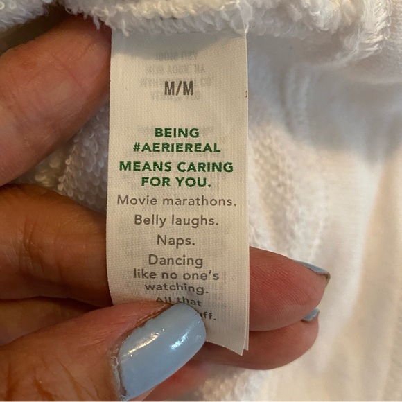 Aerie White Long Sleeve Oversize Hoodie Size Medium - Picture 5 of 12